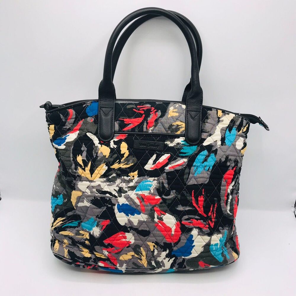 Vera Bradley Factory Style Top Handle Splash Floral Tote Handbag 12x9x5 Inches
